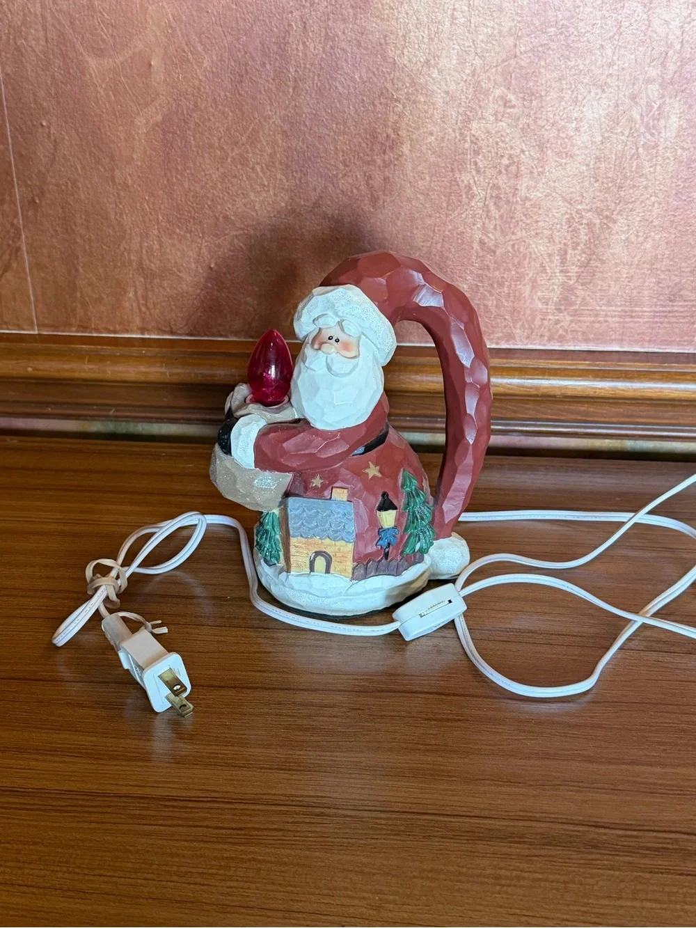 Vintage Santa Light Lamp  Henton Santa's Long Hat Handle 7